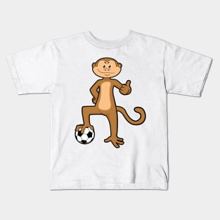 Monkey at Sports with Soccer ball Kids T-Shirt